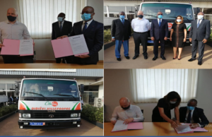 Salubrité à Didievi : les Maires Brice KOUASSI et Casimir YAO-BHOREY acquièrent trois camions neufs pour le ramassage des ordures.