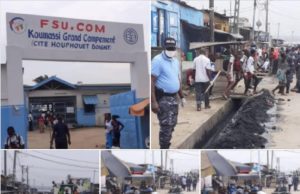 Mairie de Koumassi: #Salubrite la police et la population nettoient OPÉRATION DE SALUBRITÉ AU DISPENSAIRE DE KOUMASSI CAMPEMENT