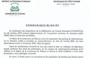 Mairie du Plateau: C O M M U N I Q U E N° 01 DU M A I R E