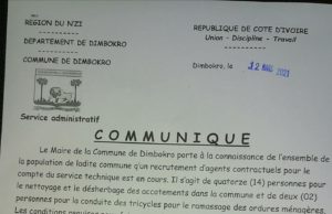 Mairie De Dimbokro: Communiqué