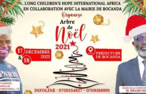 L’ONG Children’s Hope International Africa en collaboration avec la Mairie de Bocanda organise la cérémonie de l’Arbre de Noël